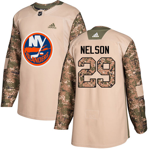 Adidas Islanders #29 Brock Nelson Camo Authentic Veterans Day Stitched NHL Jersey